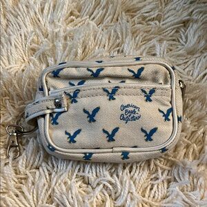 American Eagle Outfitters Beige and Blue Patterned Pouch